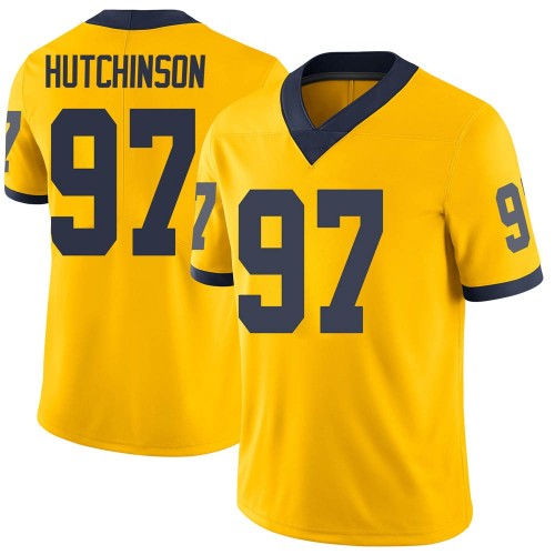 Aidan Hutchinson Michigan Wolverines Men's NCAA #97 Maize Limited Brand Jordan College Stitched Football Jersey HHF4754YL